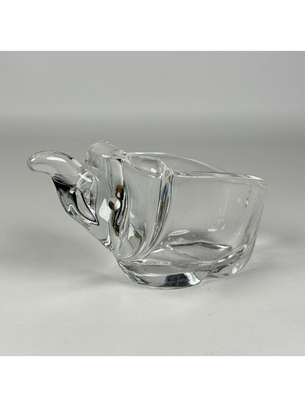 Vintage Heavy Clear Glass Elephant Candy Trinket Bowl Figurine Trunk Up